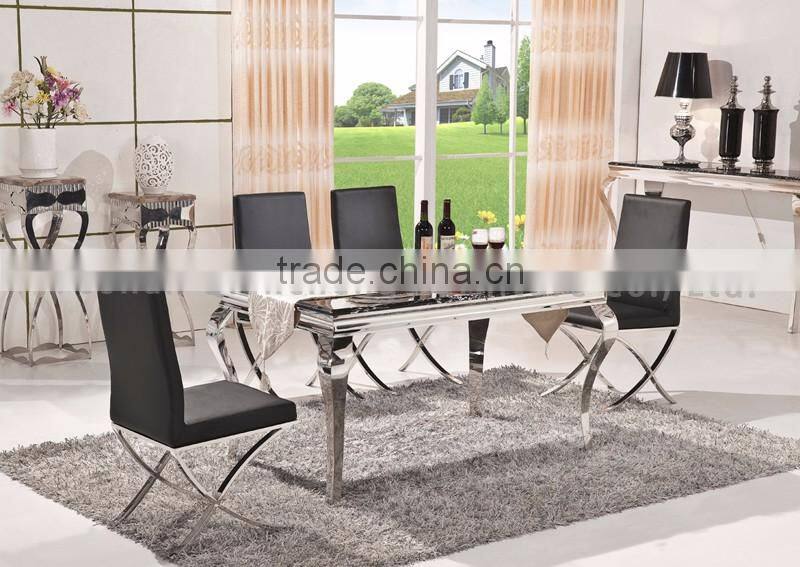 dining room furniture marble stainless steel dining table for 6 people