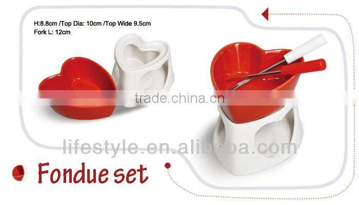 Ceramic Chocolate Fondue Set with Forks