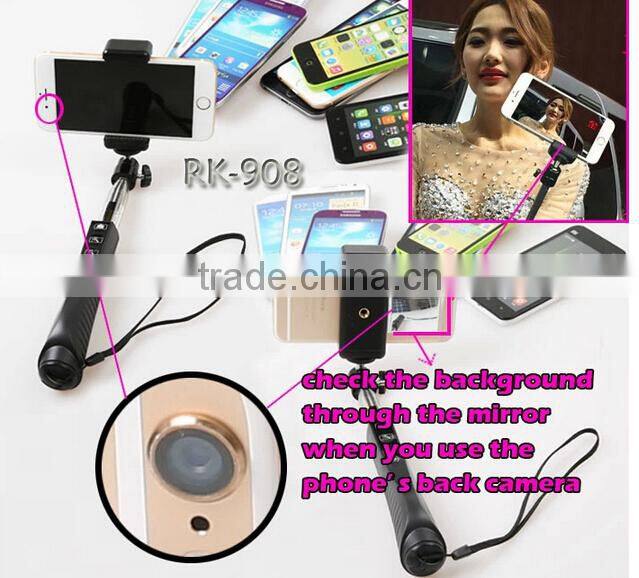 Bluetooth monopod equipped wih professional tripod, selfie monopod with mirror, with zoom function RK908