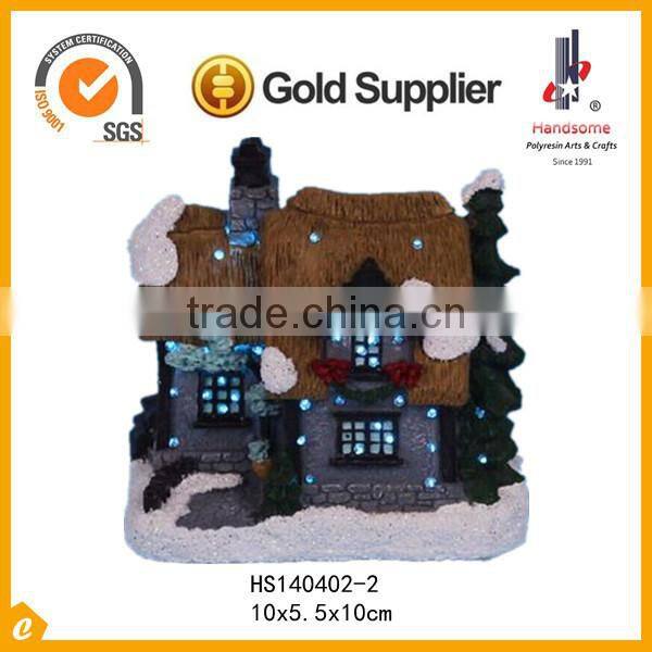 4" 2015 small resin xmas decoration house with LED