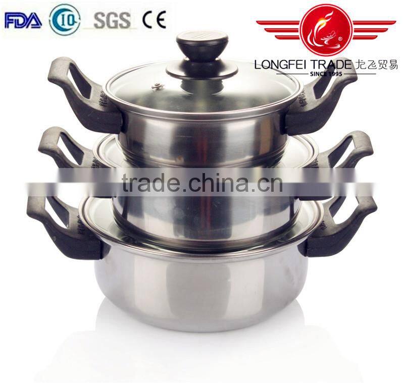 hot selling new design 3pcs stainless steel indian pot pan set
