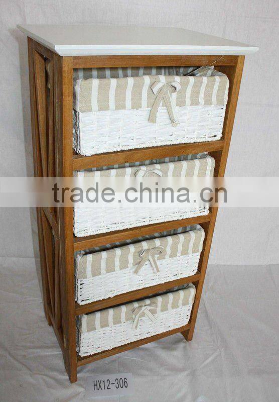Wooden storage cabinets with 3 wicker Drawers