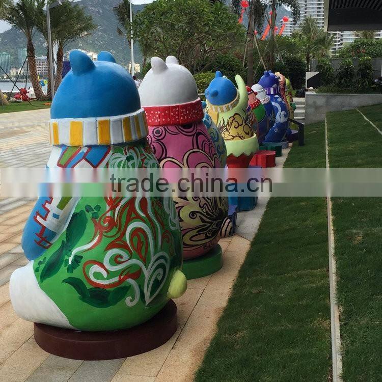 Outdoor fiberglass panda sculpture