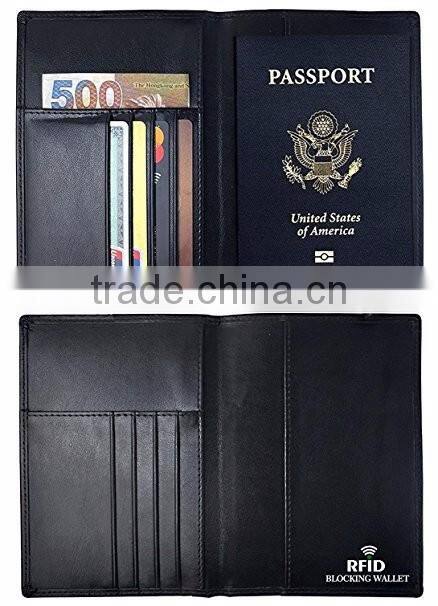 RFID Passport Holder, Cowhide Leather RFID Blocking Passport Case Cover Holder