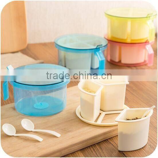 new design 4 cases round plastic spice bottles wholesale spice box seasoning box