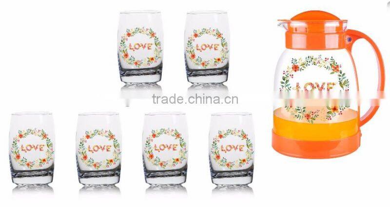 1500ml halloween christmas fruit color printing glass jug set drinking glass jug set decanter and carafer