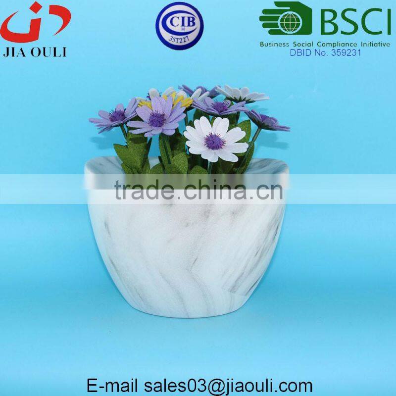 12cm Marble design ceramic square plant pot