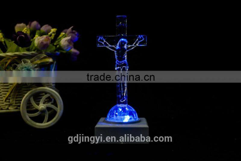 plastic clear Jesus on the cross religious figurine Easter decor