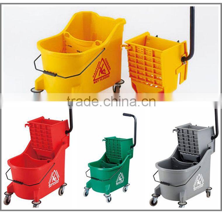 Red Wringer bucket ,Mop Bucket with Wringer,bucket with divider33L