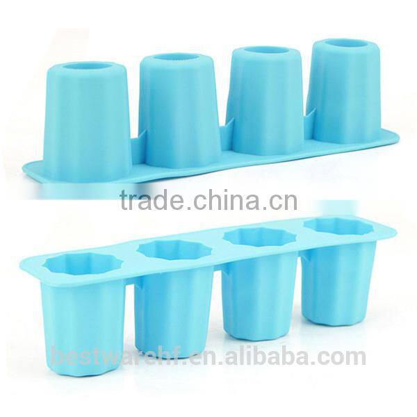 Silicone Cup Design Freeze Ice Cube Tray Jelly Chocolate Mold Mould 4 shots