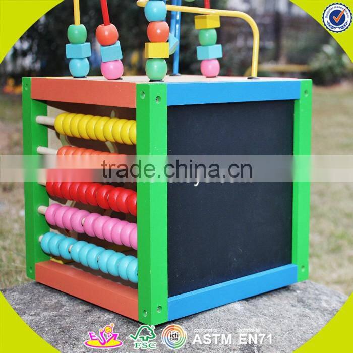 2017 wholesale wooden cubic wire bead children wooden cubic wire bead colorful wooden cubic wire bead W11B060