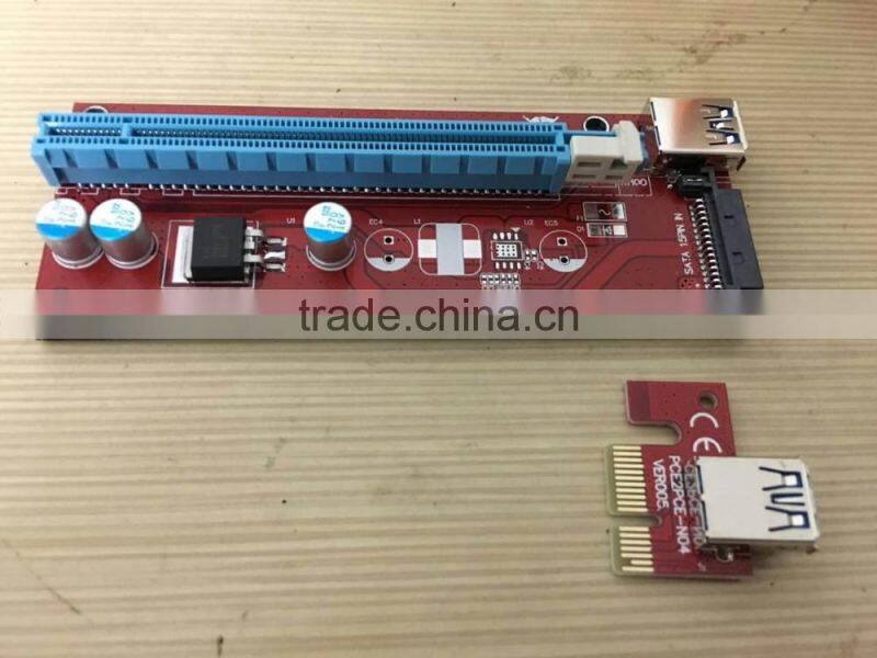 4PIN pcie riser 1x with Power Supply pci-e to pci convert card USB 3.0 Extender Cable Sata to IDE for Bitcoin mining