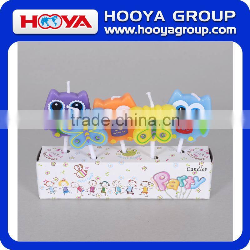 Butterfly and owl shaped children birthday party candle