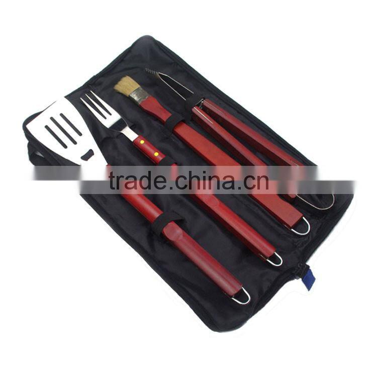 New style 5pcs bbq tool set with nylon bag for outdoor traveling