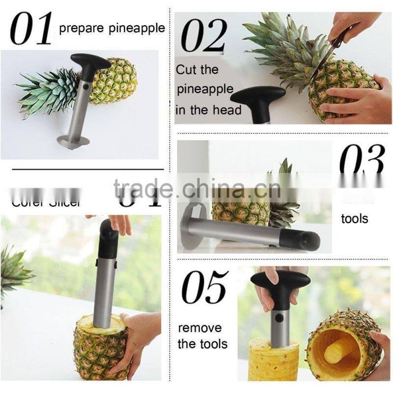 2016 New hot Stainless Steel Fruit Pineapple Peeler Corer Slicer Cutter