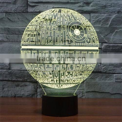 3D Death Star LED Night 7 Color Change Touch Switch Table Desk Lamp Light