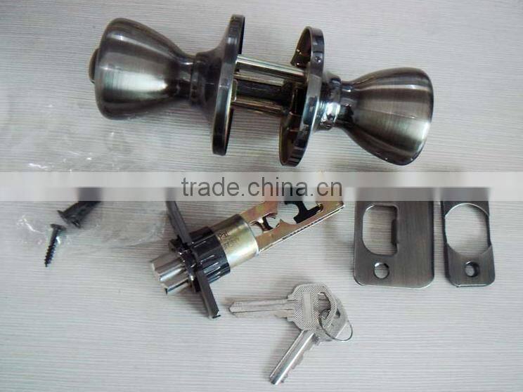 Solid Brass American Style Tubular Round Ball Knob Door Lock For Bedroom