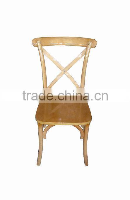 white stackable cross back wood banquet chair