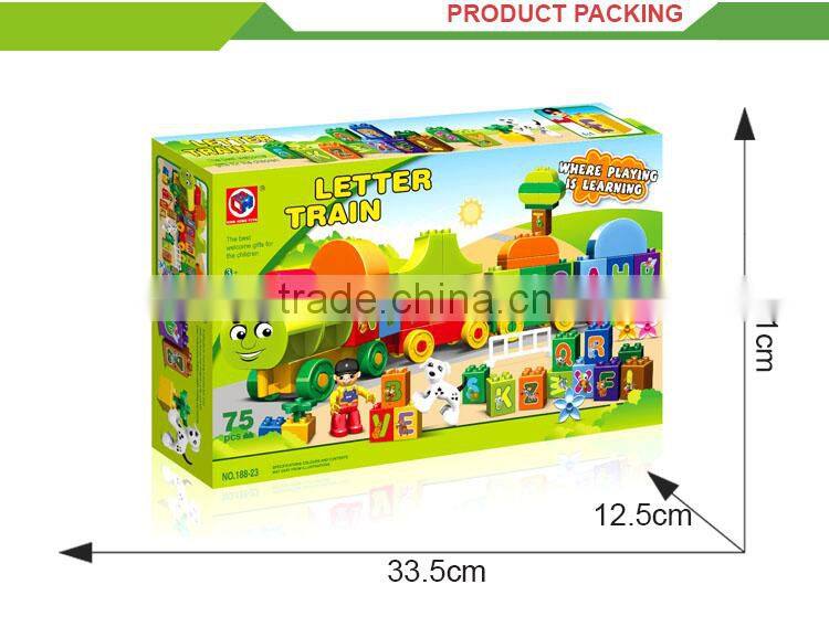 Hot selling letter train building kids bricks intellect blocks toys