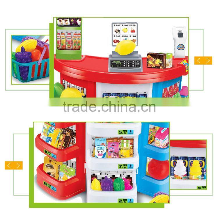 Hot selling kids pretend shopping toy supermarket super store racks
