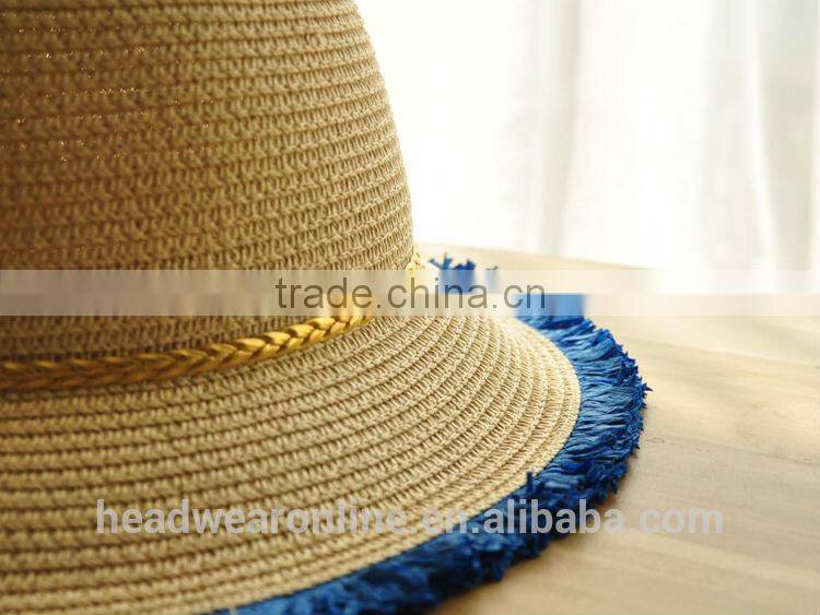 Summer Fashion Lace Bowknot Sun Protection Straw Hats China Factory