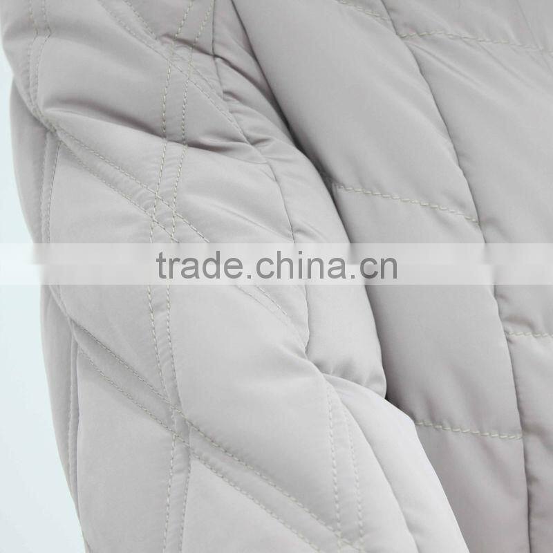 2014 Alike fashion long women jacket with faux fur hood