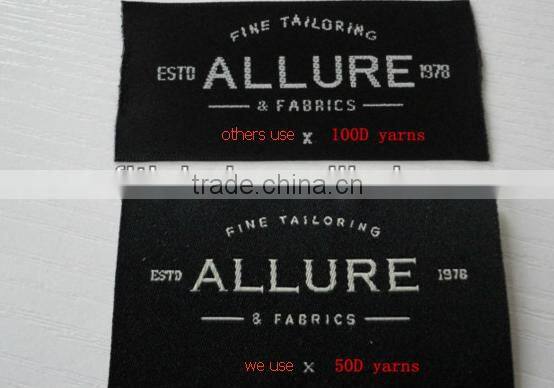 Customized high density damask woven labels for garments