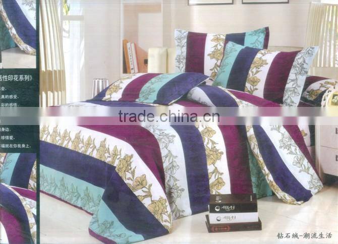 100%polyester disperse printed tiger design diamond velvet bedding set