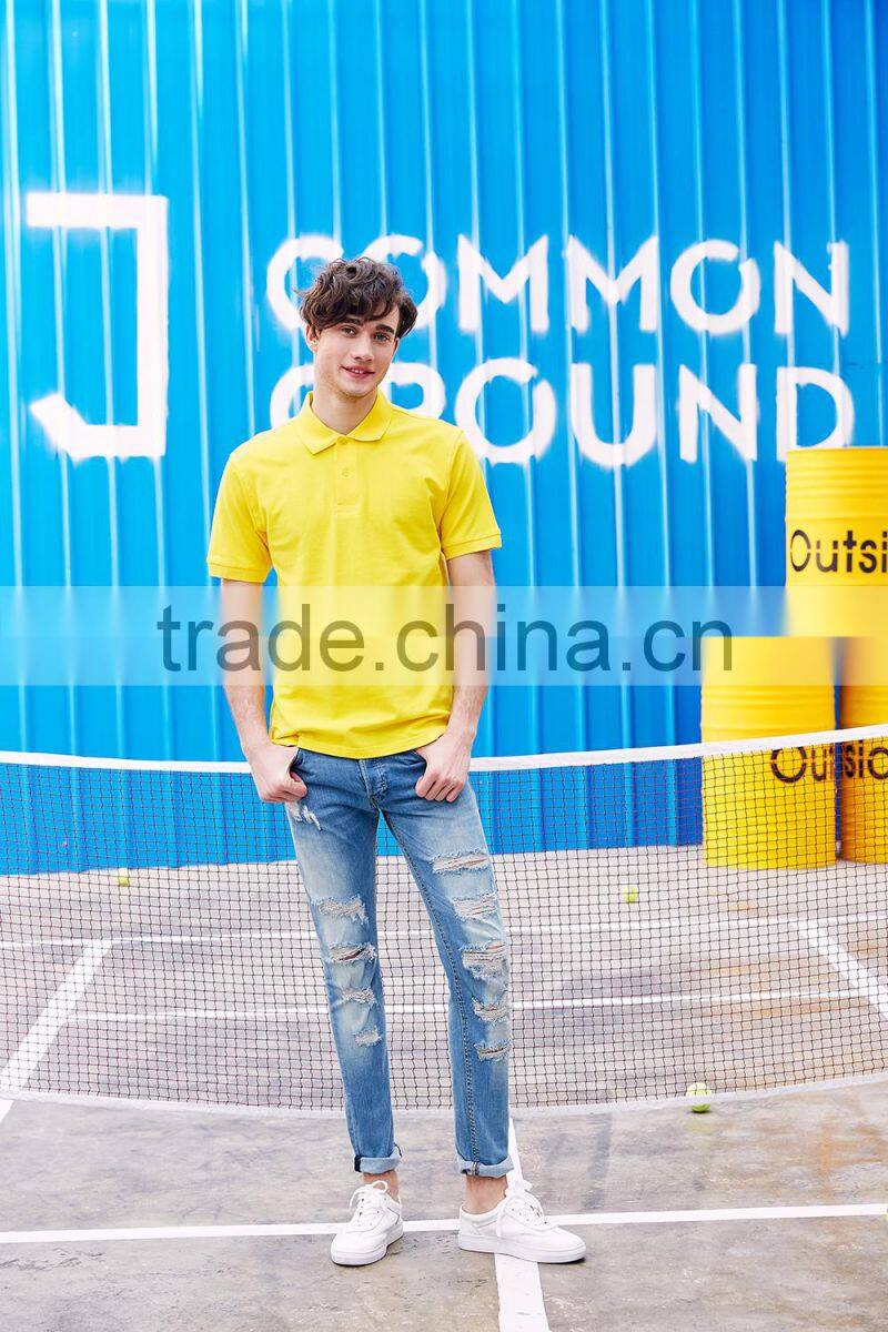 factory wholesale high quality 220g 100% cotton ribbed collar stock men polo shirt