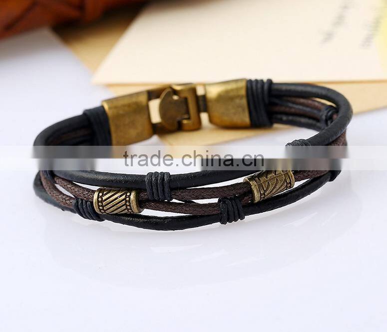 Handmade accessories cow leather unisex fashion braid bracelet