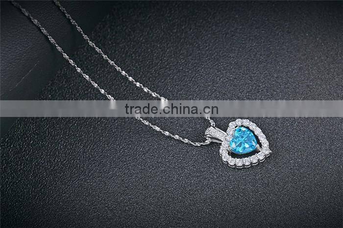 Classic Titanic Heart Of Ocean Crystal 925 Silver heart Chain Pendant Necklace Choker For Women
