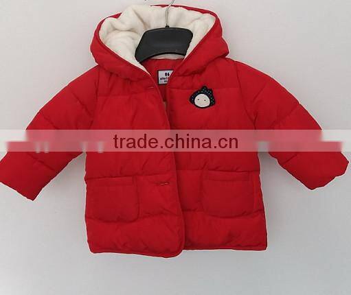 2016 baby girl red faux fur collar cotton padded for winter