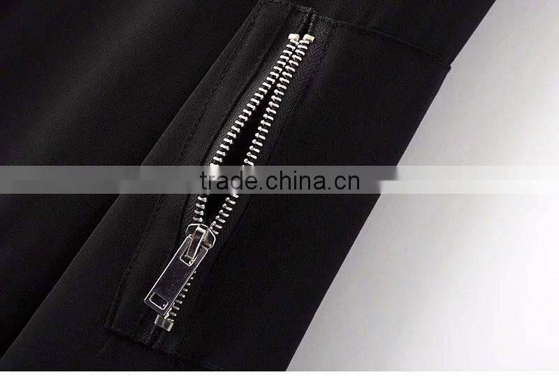 American Apparel Bomber Jacket Two Side Pockets Short Thin Side Zipper Sleeve Coat V-Neck Outerwear