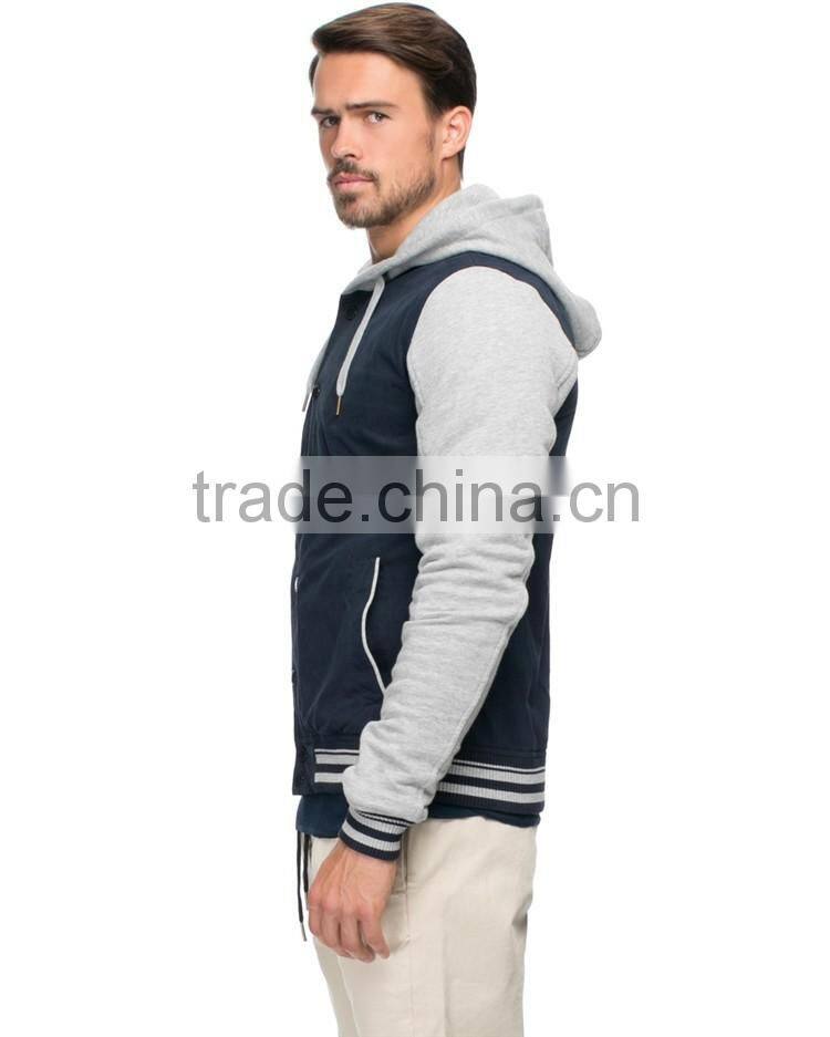 Mens ball park jacket hoodie button through hoodie 2015