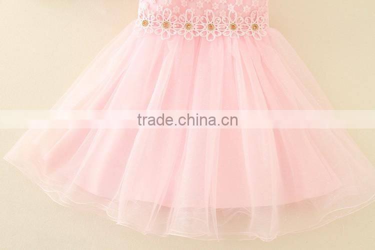 2017 Vietnam Summer Fashion baby frock design Pink short sleeves Embroidery flower Sweet birthday party dresses Turkish dress