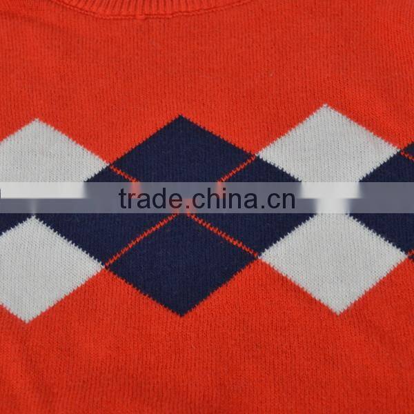 Girl's cotton ribbed jacquard pullover sweater