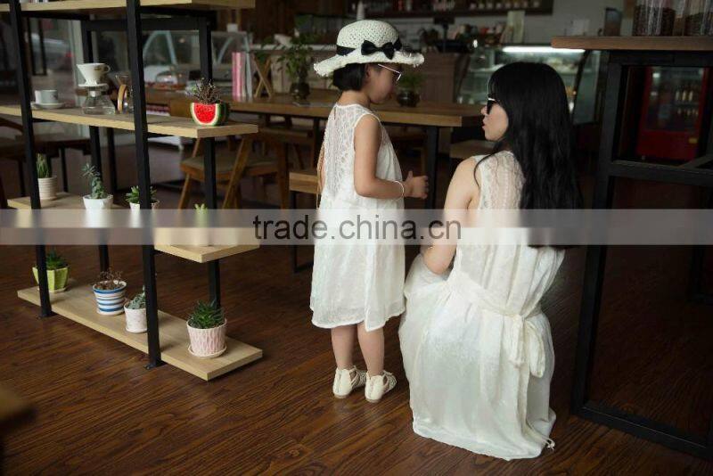 COOL KID ZONE summer white sleeveless chiffon princess dress matching mother and daughter dress