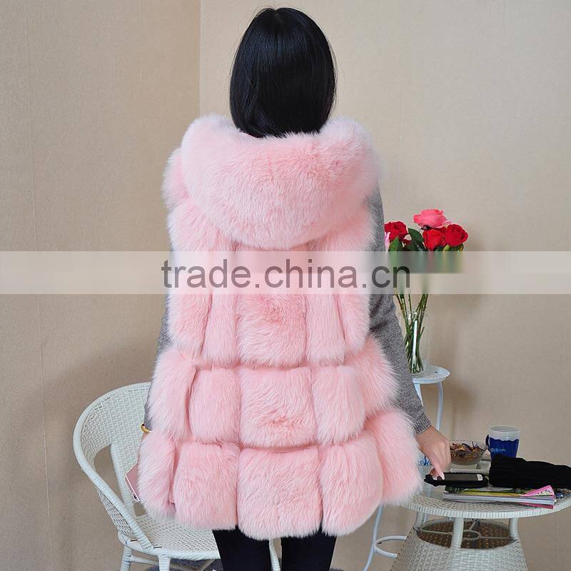 Super quality 2016 New design woman real fox whole skin fur vest