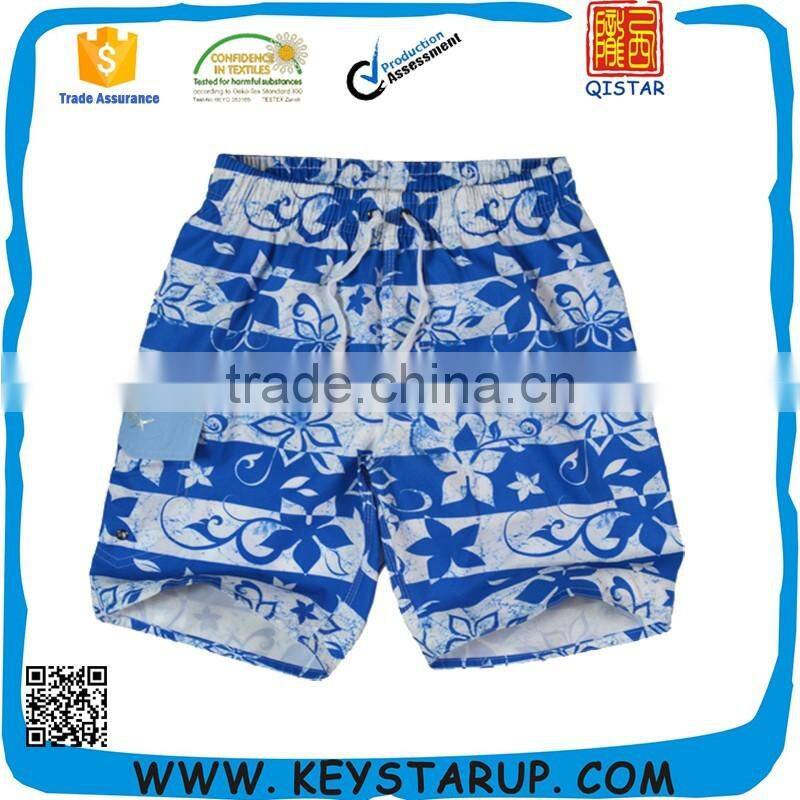 Red Stripe Digital Printing Kids Board Shorts in 100% Polyester Fabric