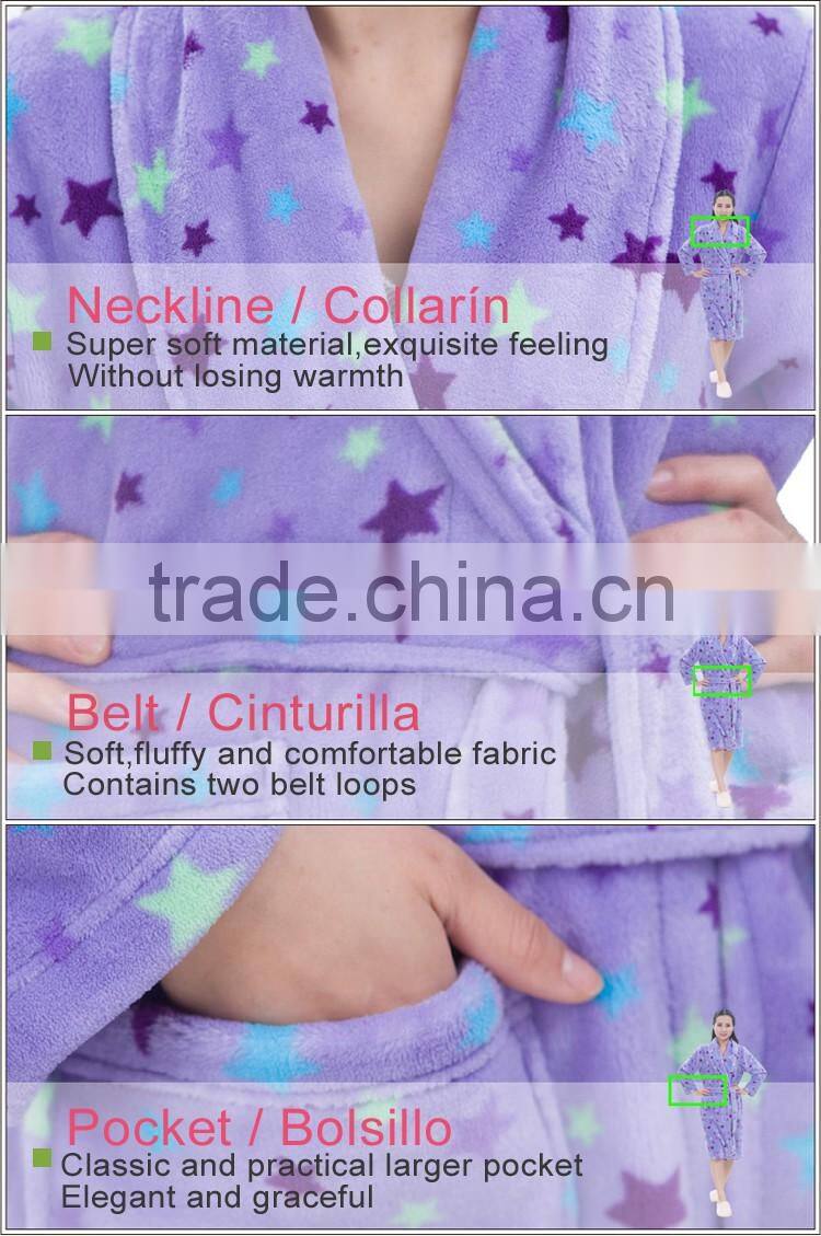 Dream star women coral fleece heated dressing gown fabric