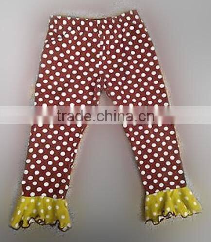 Boutique girls summer long cotton petti pants with polka dots wholesale ruffles trousers for children unique design kid leggings
