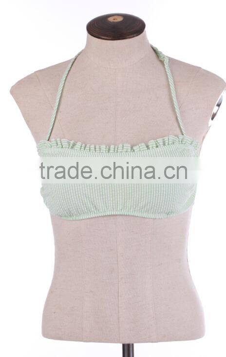 Whlolesale hot sale monogrammed Seersucker Ruffle Bandeau Top