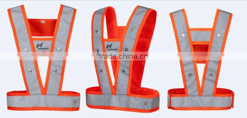 Waterproof reflective Flashing yellow safety vest with pockets