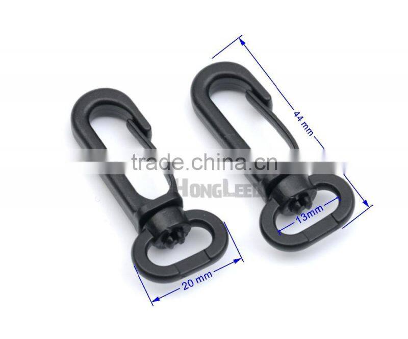 B1306-13mm black POM plastic spring snap clip hooks carabiner paracord strap hooks rotary hooks swivel snap hook