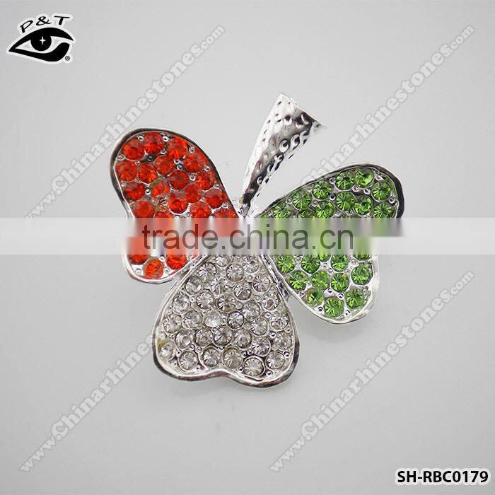 Clover Shape Rhinestone Brooches Colorful Leaf Shape Brooch For Scarf Dress