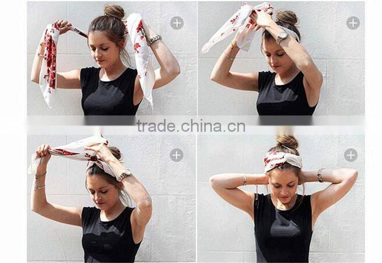 Wholesale fashion customized printing square silk scarf