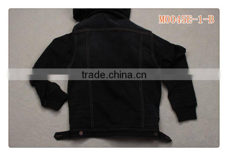 M0045E-1-B 2016 popuplar sulfur black double layer fake knitted denim fabric for men jeans