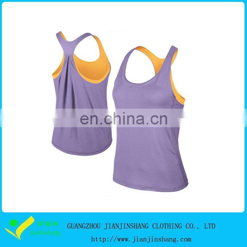 Best Selling Dri Fit Mesh Material Purple Pleat Tank Tops For Woman
