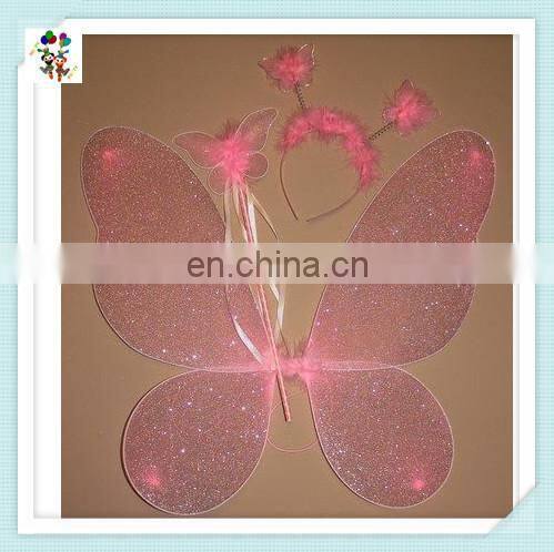 Kids Party Pink Butterfly Wings with Wand Headband HPC-1752