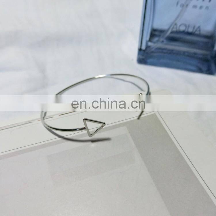 Hollow Triangle Square Geometric Opening Alloy Bangle Bracelet